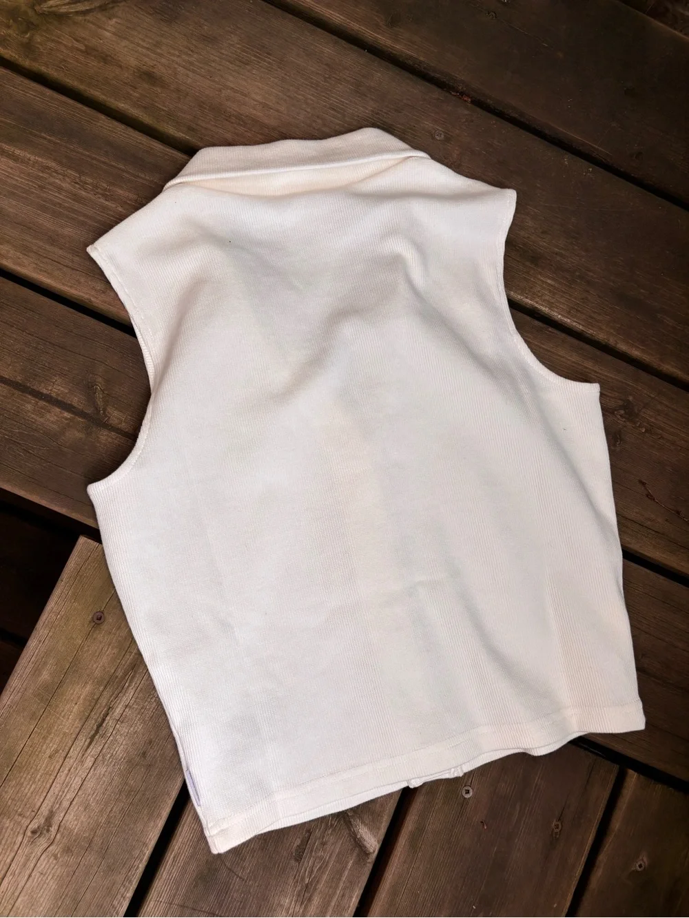 Afends White Collared Ribbed Button-Front Tank - Picture 3 of 6